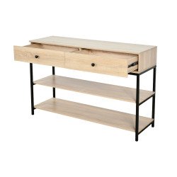 مدخل أستقبال خشبي مع 2 رف بهيكل معدني