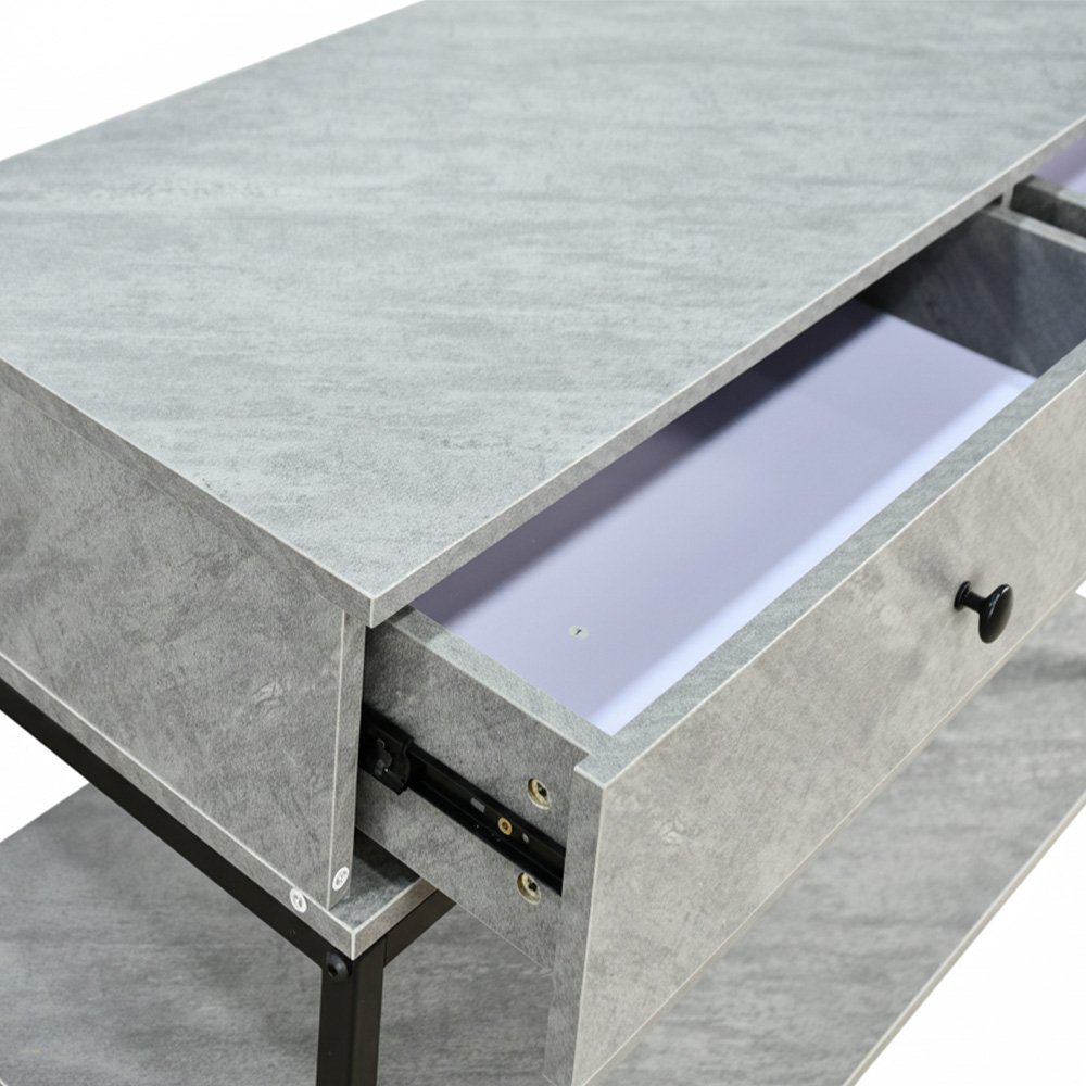 مدخل استقبال خشبي مع 2 رف بهيكل معدني رمادي مدخل استقبال خشبي مع 2 رف بهيكل معدني رمادي