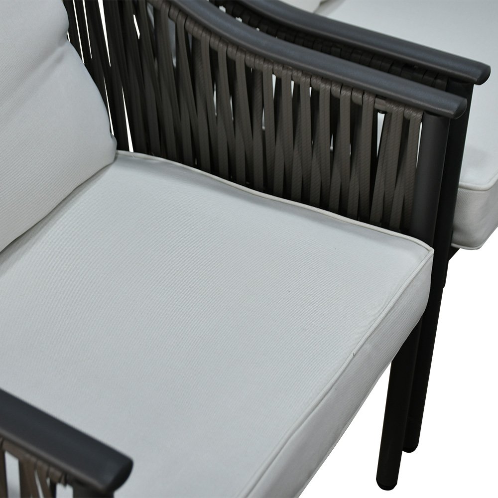 جلسة خارجية 7 مقاعد راتان بهيكل معدني مع طاولة جلسة خارجية 7 مقاعد راتان بهيكل معدني مع طاولة