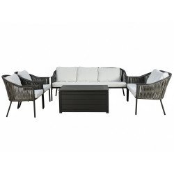 جلسة خارجية 7 مقاعد راتان بهيكل معدني مع طاولة جلسة خارجية 7 مقاعد راتان بهيكل معدني مع طاولة