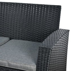 جلسة 4 مقاعد راتان مع طاولة بسطح زجاجي أسود جلسة 4 مقاعد راتان مع طاولة بسطح زجاجي أسود