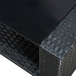 جلسة 4 مقاعد راتان مع طاولة بسطح زجاجي أسود جلسة 4 مقاعد راتان مع طاولة بسطح زجاجي أسود