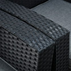 جلسة 4 مقاعد راتان مع طاولة بسطح زجاجي أسود جلسة 4 مقاعد راتان مع طاولة بسطح زجاجي أسود