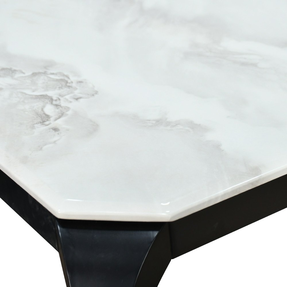 طاولة طعام رخام مع أرجل معدنية 6 كراسي رمادي