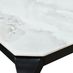 طاولة طعام رخام مع أرجل معدنية 6 كراسي رمادي