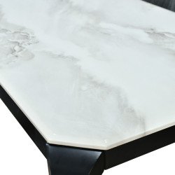 طاولة طعام رخام مع أرجل معدنية 8 كراسي رمادي طاولة طعام رخام مع أرجل معدنية 8 كراسي رمادي