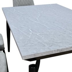 طاولة طعام خشب بأرجل معدنية 6 كراسي رمادي