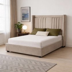 سرير خشبي بتنجيد مخملي عصري 120×200سم