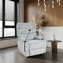 كرسي استرخاء هزاز دوار قماشي بحامل جوال رمادي