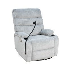 كرسي استرخاء هزاز دوار قماشي بحامل جوال رمادي