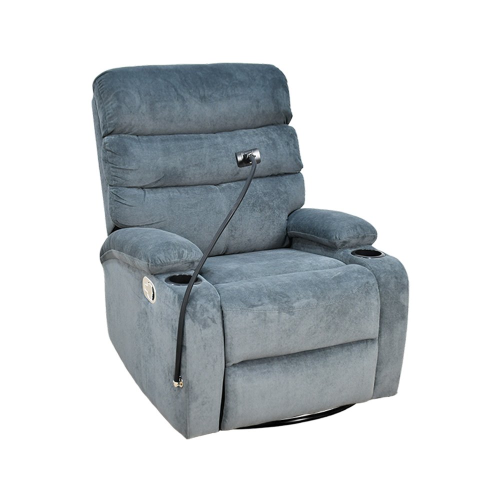 كرسي استرخاء هزاز دوار قماشي بحامل جوال رمادي غامق