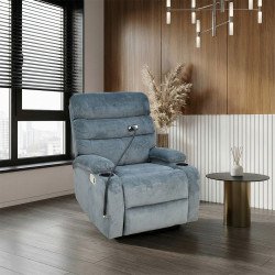 كرسي استرخاء هزاز دوار قماشي بحامل جوال رمادي غامق