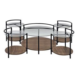 طقم طاولات خدمة 5 قطع 2 دور سطح زجاجي طقم طاولات خدمة 5 قطع 2 دور سطح زجاجي