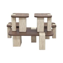 طقم طاولات خدمة فاخر 5 قطع خشبي