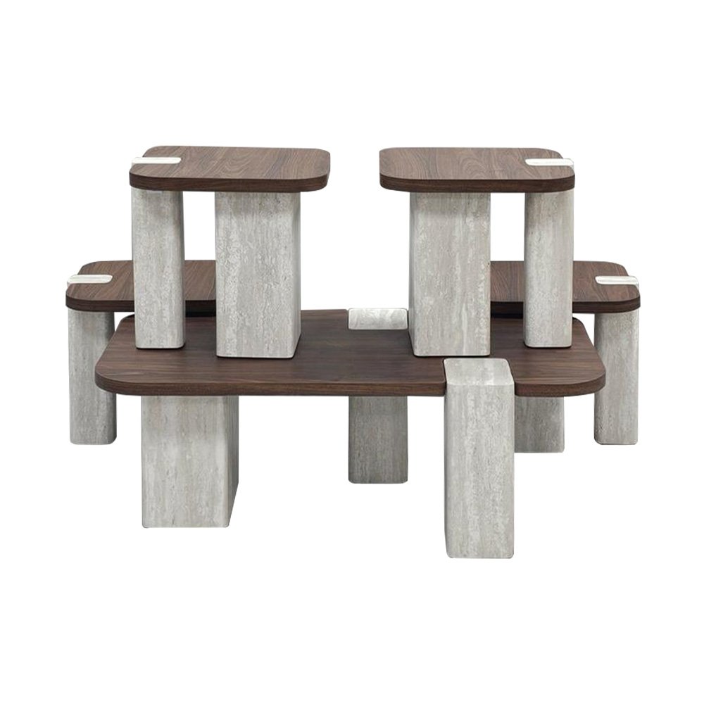 طقم طاولات خدمة فاخر 5 قطع خشبي طقم طاولات خدمة فاخر 5 قطع خشبي