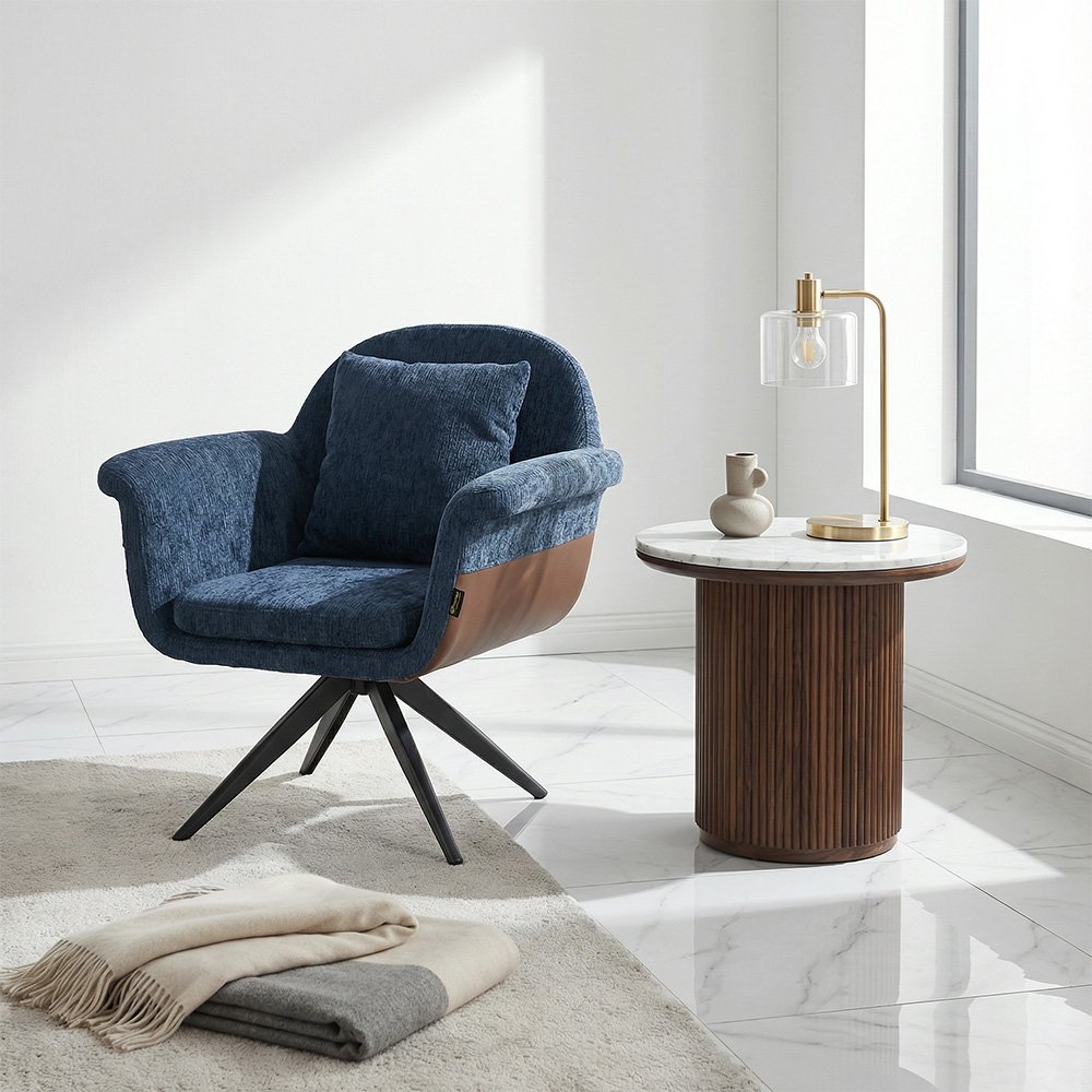 كرسي مفرد مودرن قماشي بقاعدة معدنية