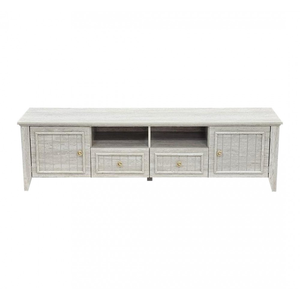 وحدة تلفاز مودرن خشبية رمادية حجري 160 سم