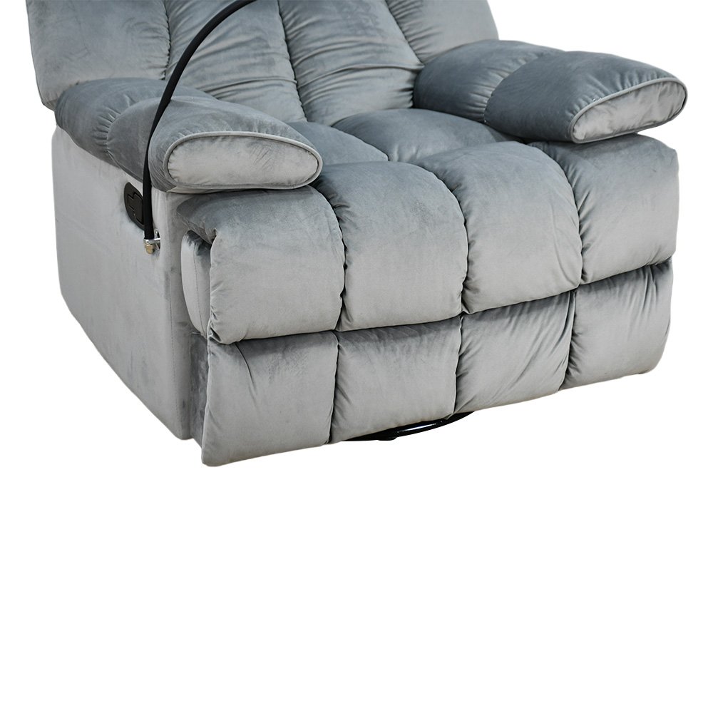 كرسي استرخاء هزاز دوار قماشي بحامل جوال رمادي غامق