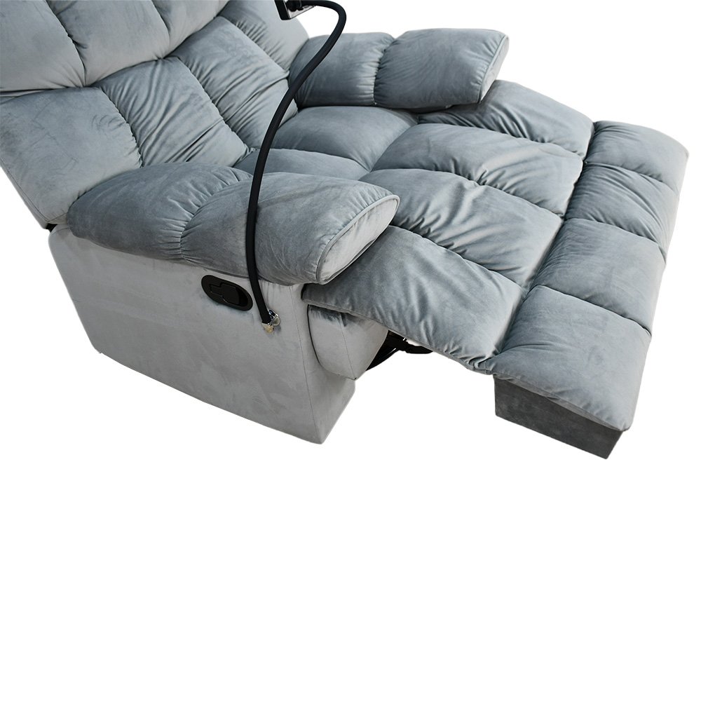 كرسي استرخاء هزاز دوار قماشي بحامل جوال رمادي غامق