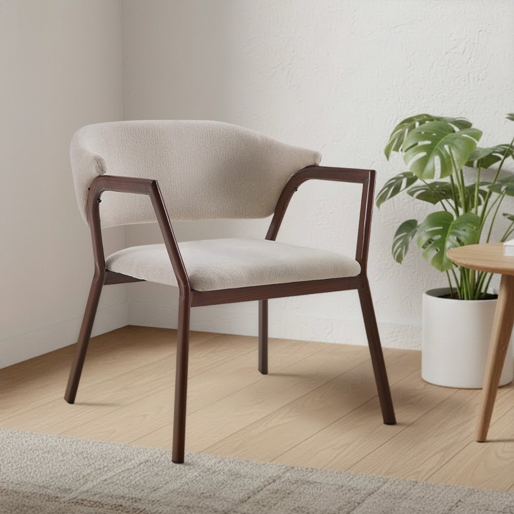 كرسي مفرد قماشي بهيكل معدني كافيه