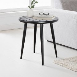 طاولة مفردة دائرية بأرجل معدنية أسود طاولة مفردة دائرية بأرجل معدنية أسود