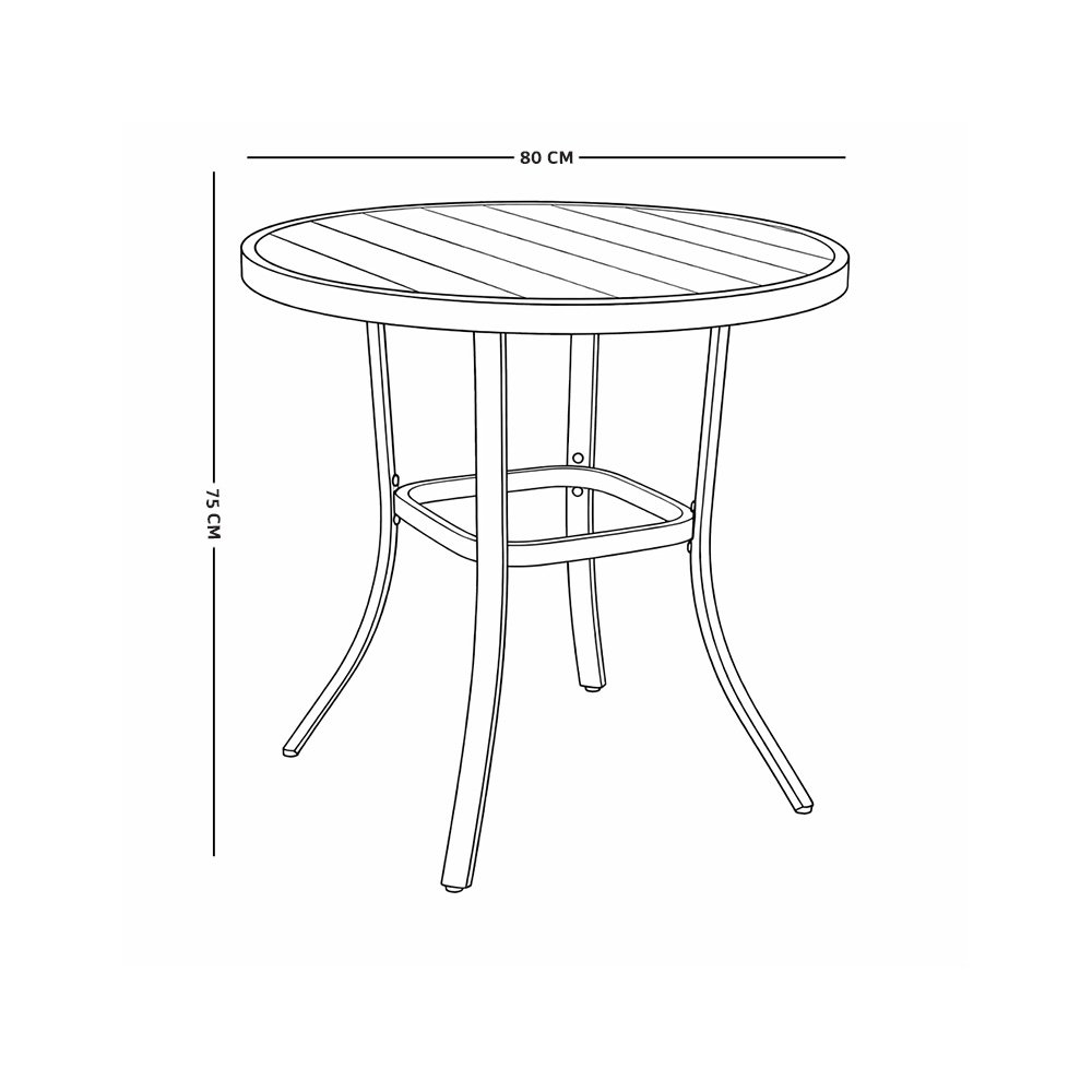طاولة مفردة دائرية بأرجل معدنية أسود