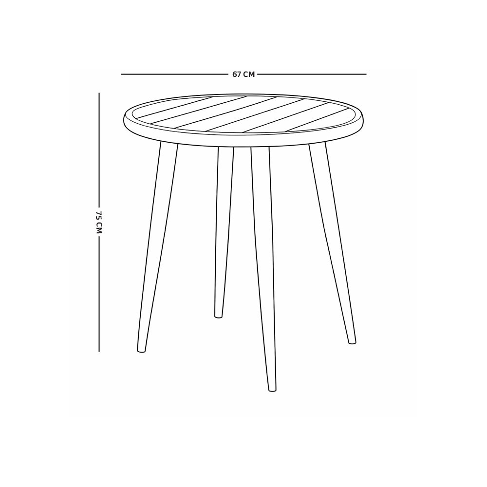 طاولة مفردة دائرية بأرجل معدنية 75×67 سم