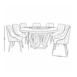 طاولة طعام فاخرة سطح رخام دوار 8 كراسي كافيه