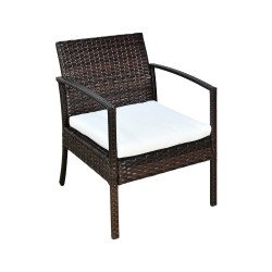 جلسة خارجية 2 مقعد راتان وطاولة بسطح زجاجي