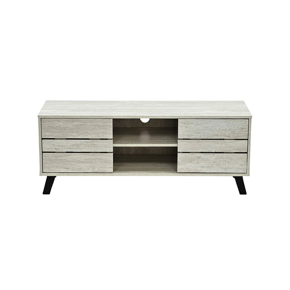 وحدة تلفاز مودرن خشبية رمادية حجري 120 سم
