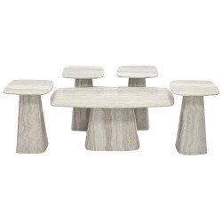 طقم طاولات خدمة 5 قطع خشبي رمادي