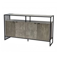 دولاب بوفيه صالة خشبي بهيكل معدني رمادي