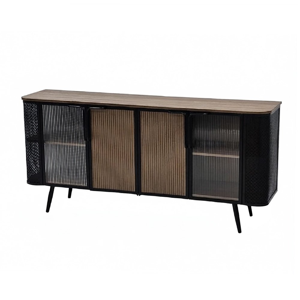 دولاب بوفيه صالة مودرن خشبي بأبواب زجاجية 172 سم دولاب بوفيه صالة مودرن خشبي بأبواب زجاجية 172 سم