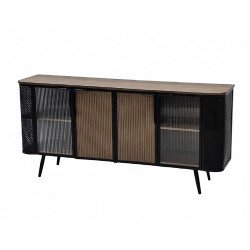 دولاب بوفيه صالة مودرن خشبي بأبواب زجاجية 172 سم