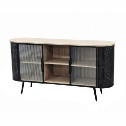 دولاب بوفيه صالة مودرن خشبي بأبواب زجاجية 160 سم