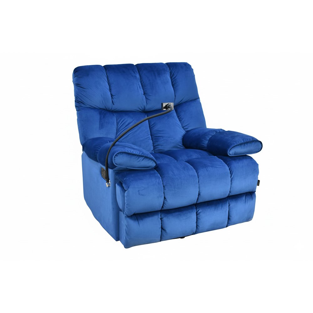 كرسي استرخاء هزاز دوار قماشي بحامل جوال أزرق