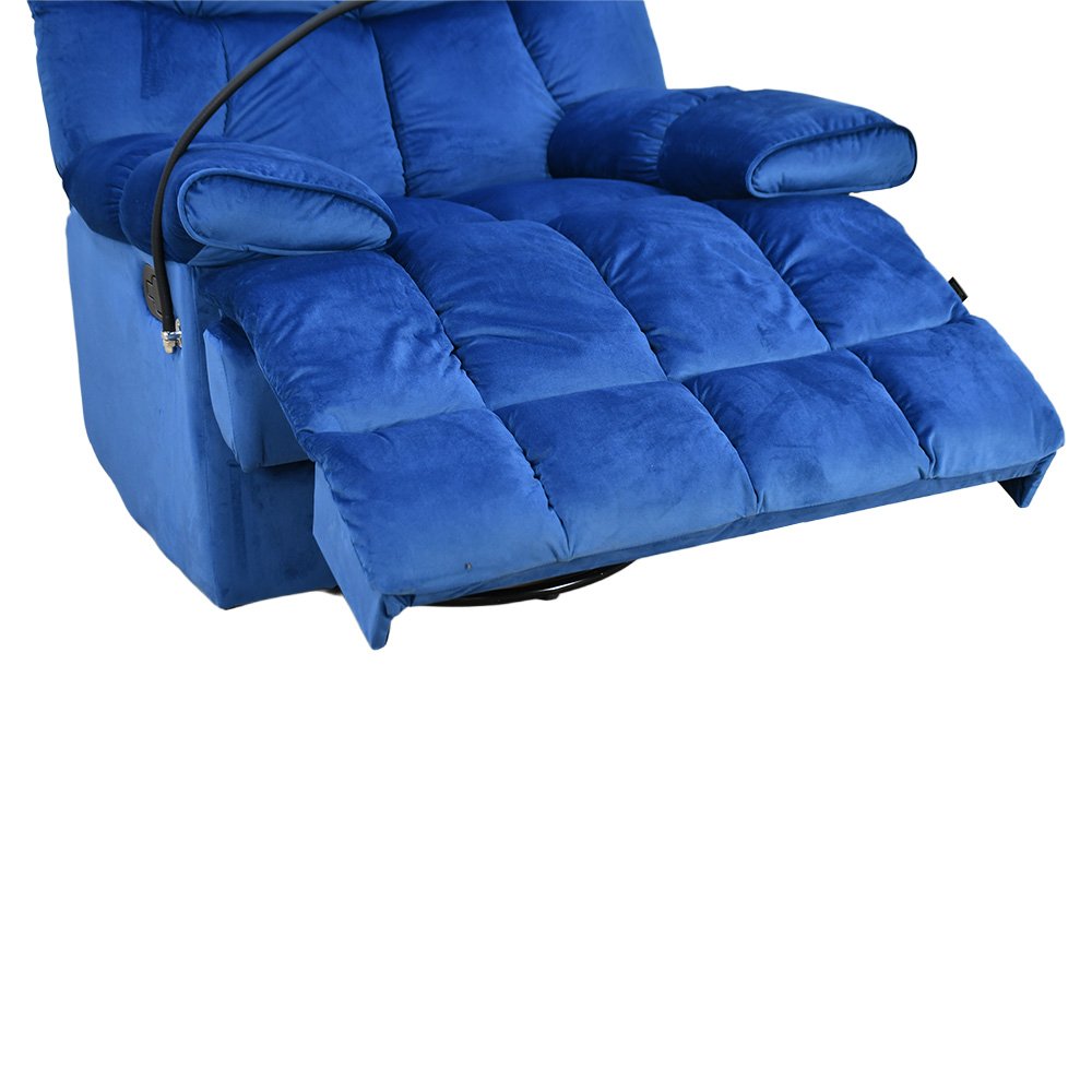 كرسي استرخاء هزاز دوار قماشي بحامل جوال أزرق