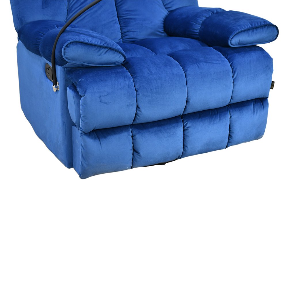 كرسي استرخاء هزاز دوار قماشي بحامل جوال أزرق