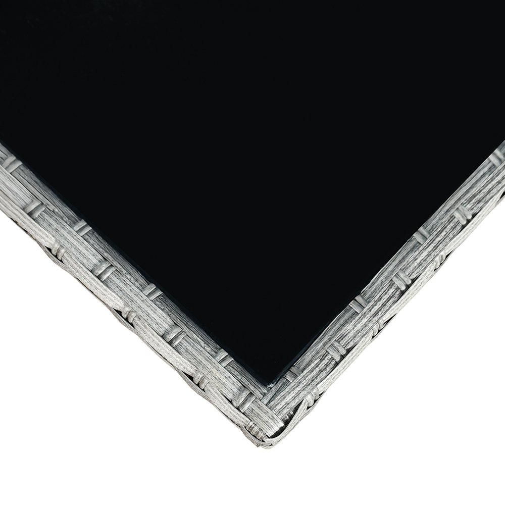 جلسة خارجية 7 مقاعد راتان وطاولة بسطح زجاجي