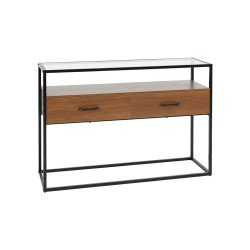 مدخل أستقبال سطح زجاجي بهيكل معدني بني