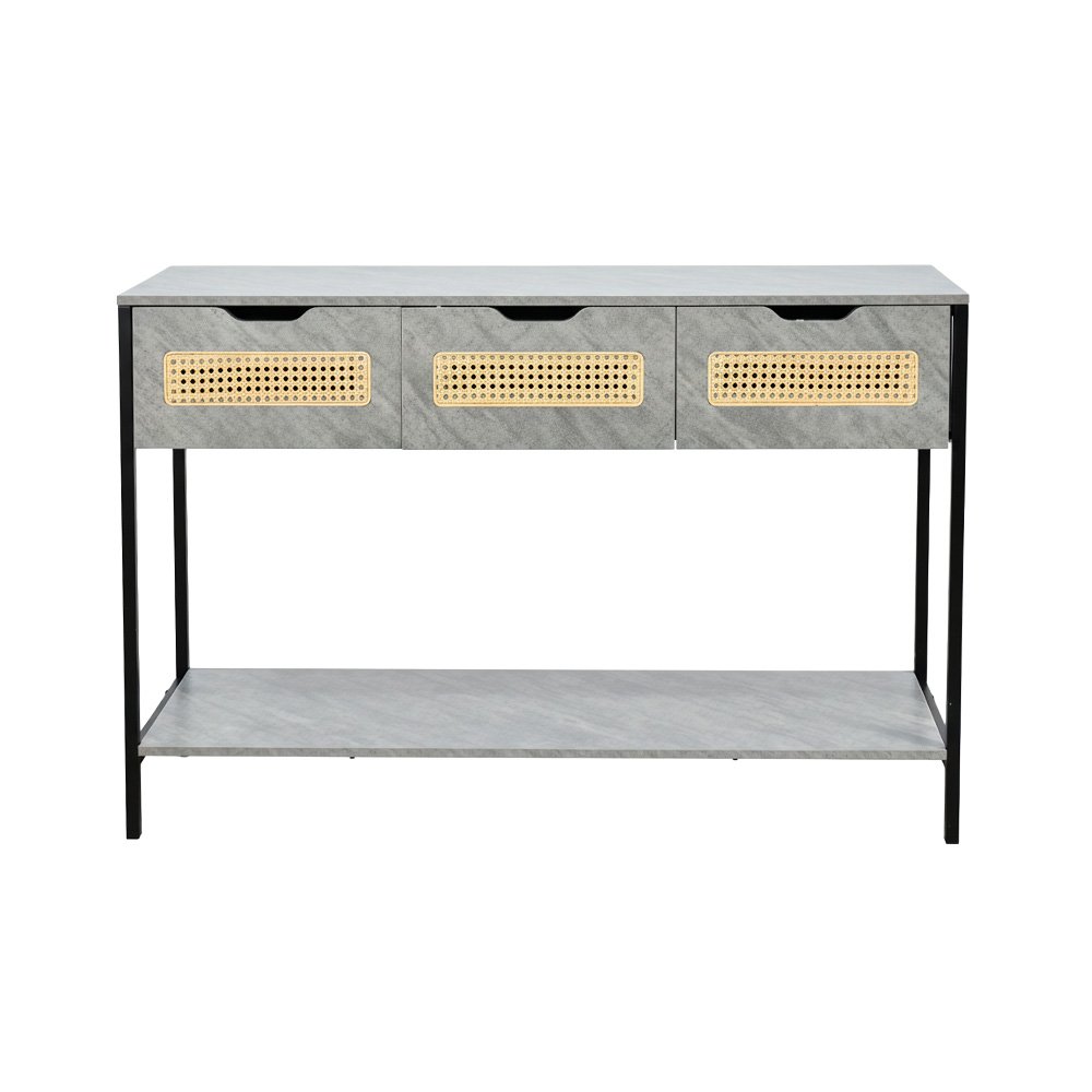 مدخل أستقبال خشبي 2 دور بهيكل معدني رمادي