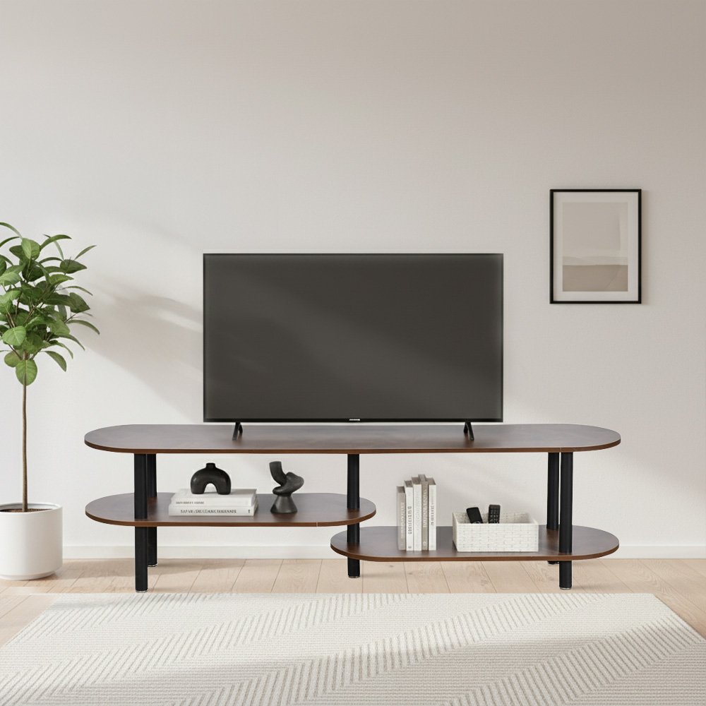 وحدة تلفاز مودرن خشب بهيكل معدني بني 160 سم