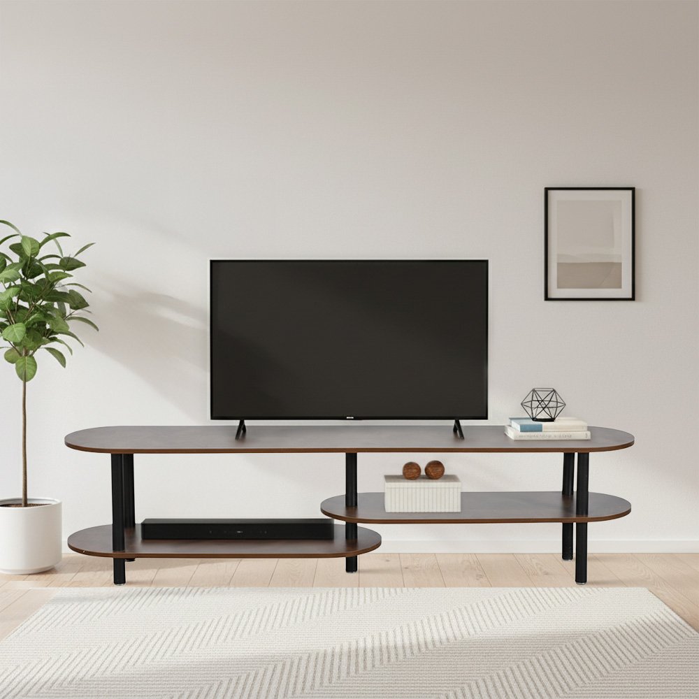 وحدة تلفاز مودرن خشب بهيكل معدني بني 180 سم