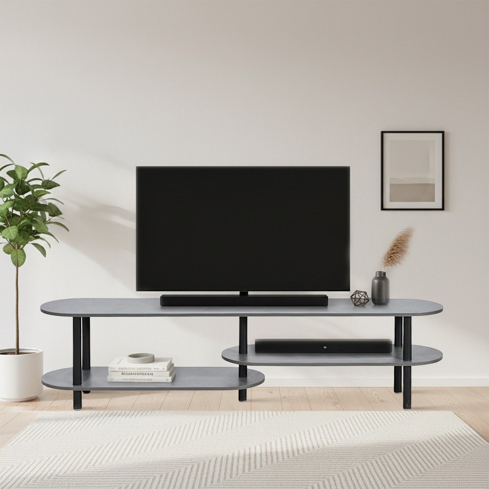 وحدة تلفاز مودرن خشب بهيكل معدني رمادي 180 سم