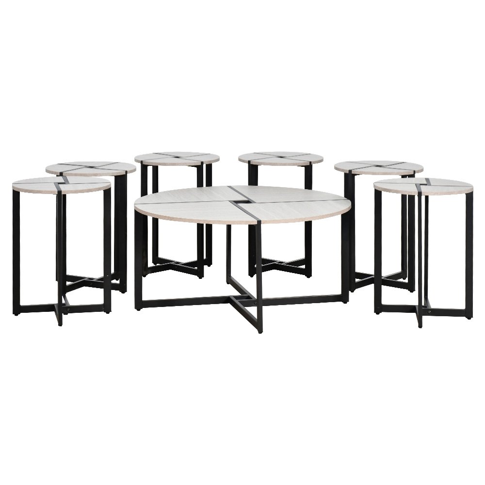 طقم طاولات خدمة مودرن 7 قطع خشبي بيج طقم طاولات خدمة مودرن 7 قطع خشبي بيج