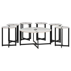 طقم طاولات خدمة مودرن 7 قطع خشبي بيج