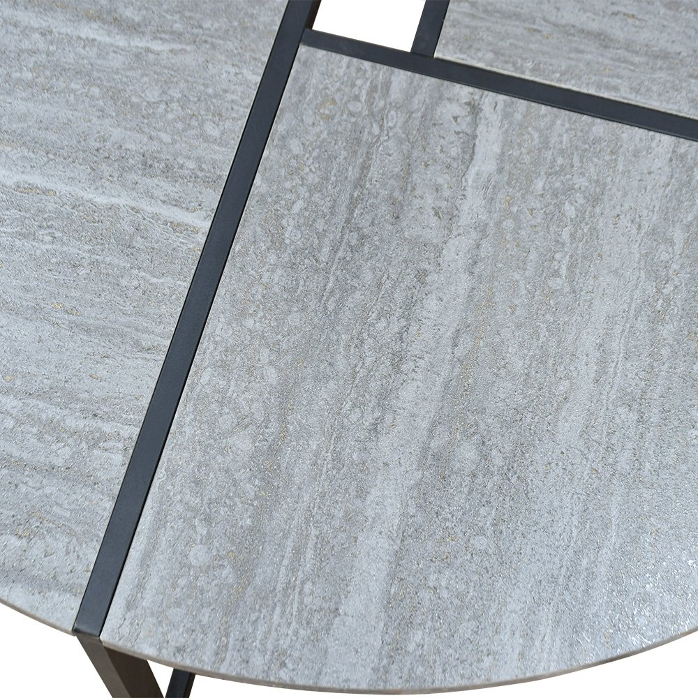 طقم طاولات خدمة مودرن 7 قطع خشبي رمادي