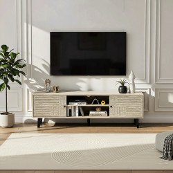 وحدة تلفاز مودرن خشبية بيج 160 سم