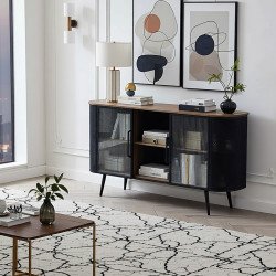 دولاب بوفيه صالة مودرن خشبي بهيكل معدني