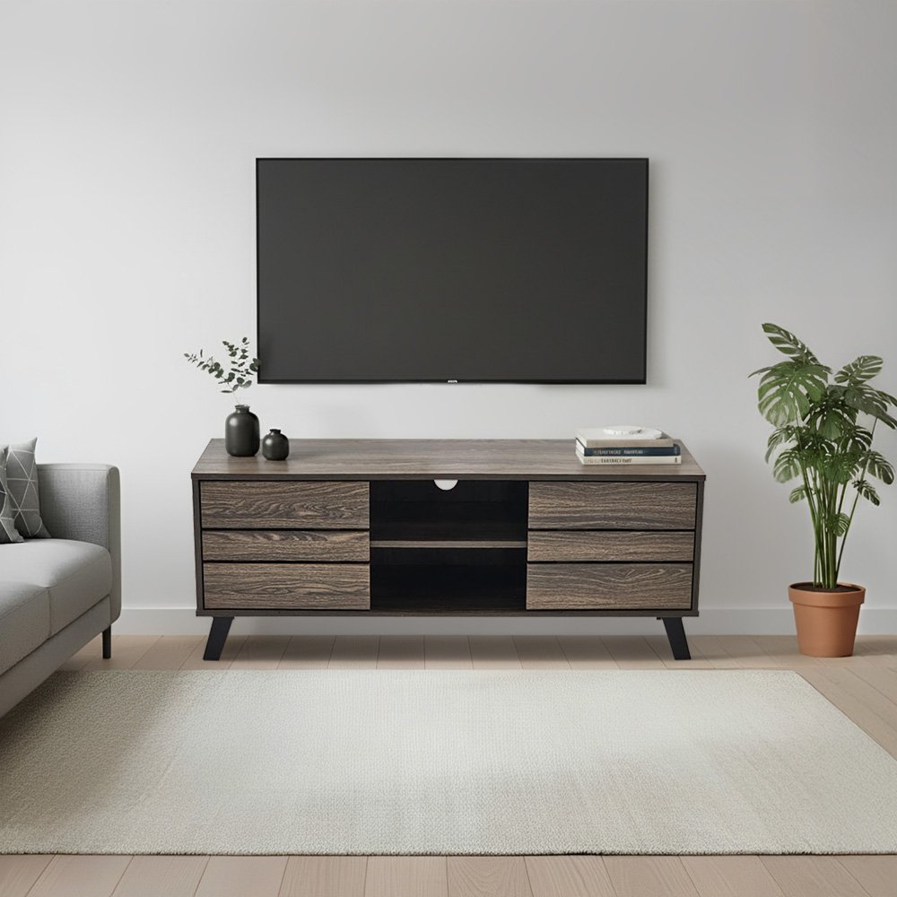 وحدة تلفاز مودرن خشبية بني 120 سم